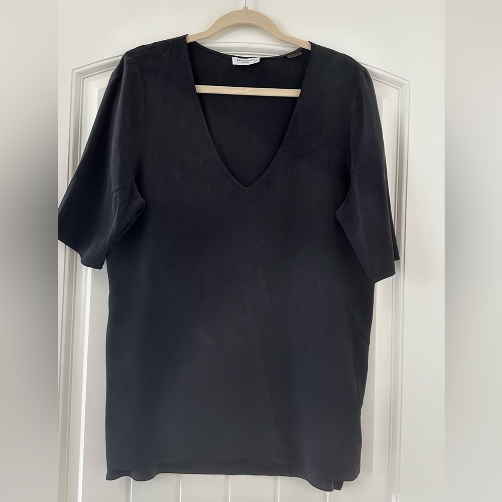 Equipment Black V-Neck Silk Blouse
